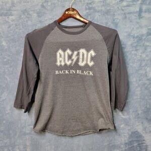 AC/DC Back In Black 2003‎ Tour Dates Gray Raglan 3/4 Sleeve T-Shirt